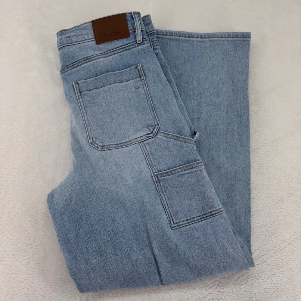 Hidden Los Angeles Carpenter Jeans Light Wash Wide Leg Utility Pant 31x31 BoHo